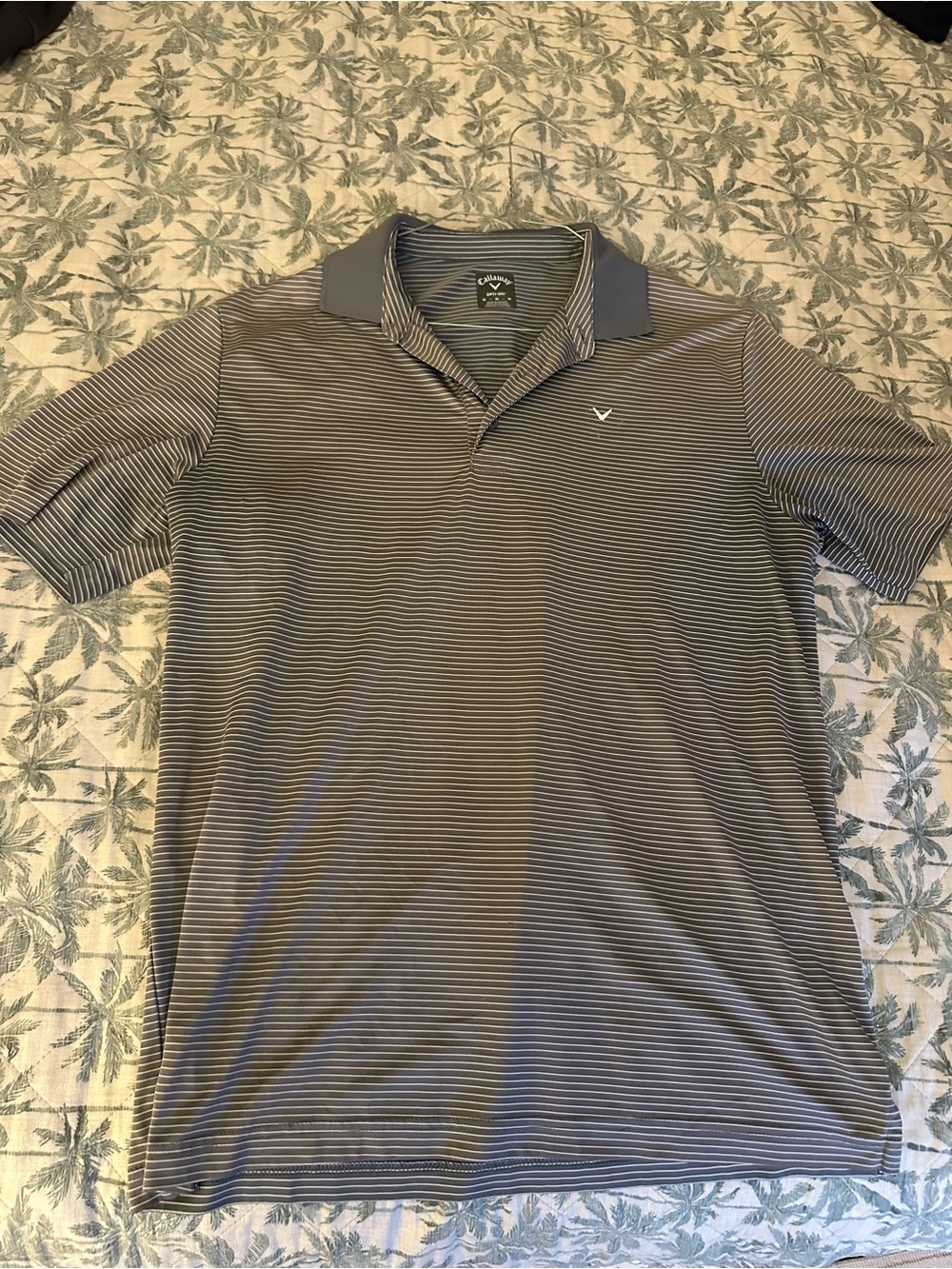 Callaway Men's Gray Striped Polo with Contrast Collar